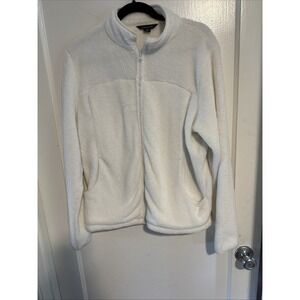 Landsend Women's White Furry Sweater Size 14-16
